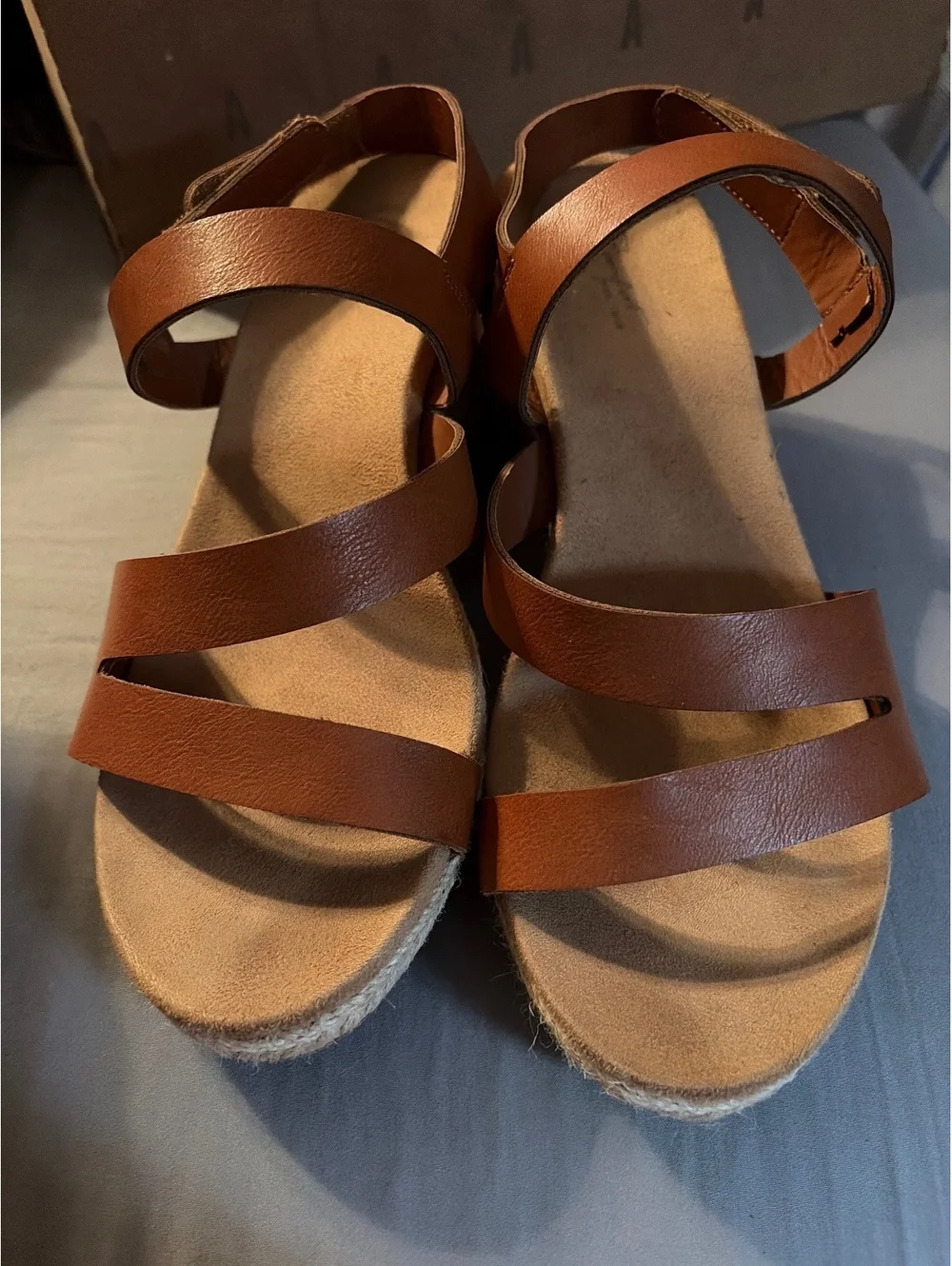 Comfort Plus Brown Leather Wedge Sandals Size 10